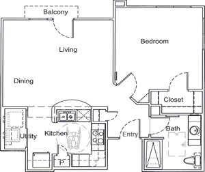 A1 - One Bedroom / One Bath - 750 Sq.Ft.*